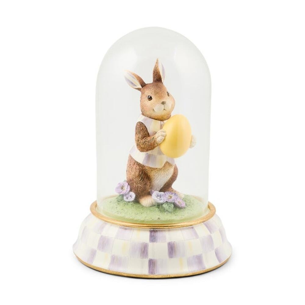 NEW Mackenzie-Childs Pansy Party Bunny Cloche 12.5in In Original Box